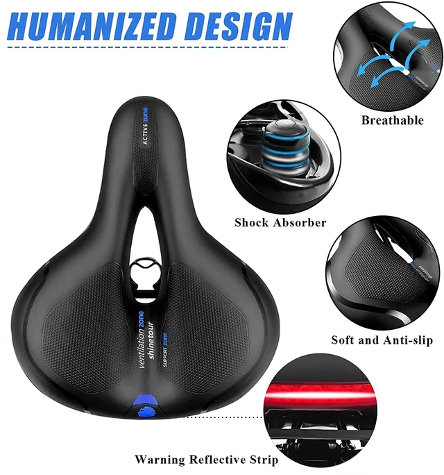 Alt view image 2 of 7 - Comfort Wide Big Bum Soft Gel Bike Saddles Bicycle Seat Cycling Air Cushion Pad