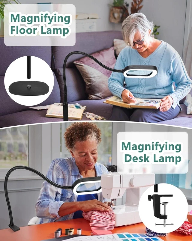 Alt view image 5 of 7 - 3-in-1 Floor Lamp with Clamp 10X Magnifying Glass with Light and Stand