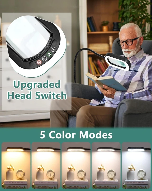 Alt view image 3 of 7 - 3-in-1 Floor Lamp with Clamp 10X Magnifying Glass with Light and Stand