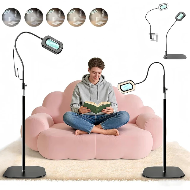 Main image of 3-in-1 Floor Lamp with Clamp 10X Magnifying Glass with Light and Stand