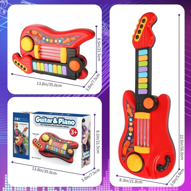 Alt view image 4 of 7 - 2 in1 Electric Guitar Piano Set Educational Musical Instrument Toy for Kids Gift