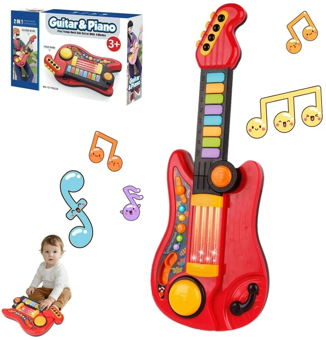 Main image of 2 in1 Electric Guitar Piano Set Educational Musical Instrument Toy for Kids Gift