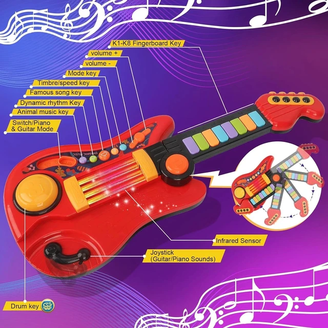 Alt view image 2 of 7 - 2 in1 Electric Guitar Piano Set Educational Musical Instrument Toy for Kids Gift