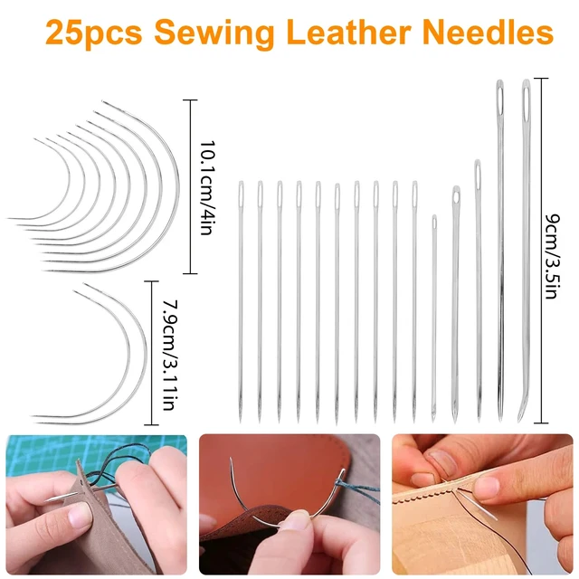 Alt view image 2 of 7 - 48Pcs Leather Sewing Tools Kit Stitching Needles Awl Set for Craft Hand Sewing