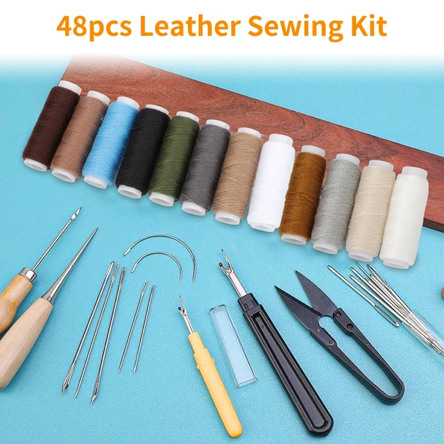 Alt view image 3 of 7 - 48Pcs Leather Sewing Tools Kit Stitching Needles Awl Set for Craft Hand Sewing