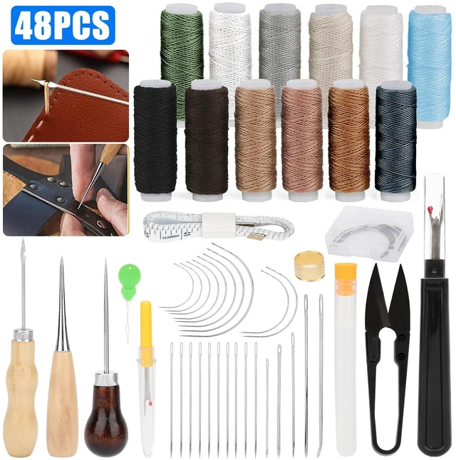 Main image of 48Pcs Leather Sewing Tools Kit Stitching Needles Awl Set for Craft Hand Sewing