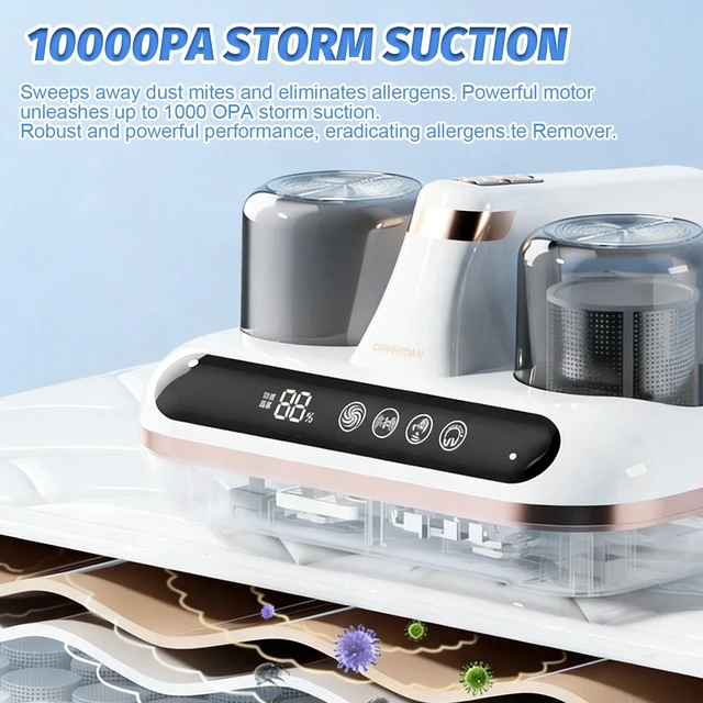 Alt view image 5 of 6 - Cordless UV Mattress Vacuum Cleaner Handheld Mite Removal Machine Strong Suction