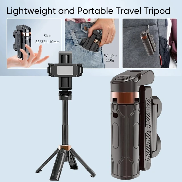 Alt view image 2 of 7 - Portable Mini Selfie Stick Tripod with Bluetooth Remote for iPhone Android