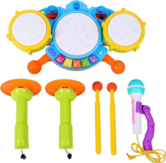Alt view image 7 of 7 - Kids Drum Set, Electric Musical Instruments Toys with 2 Drum Sticks