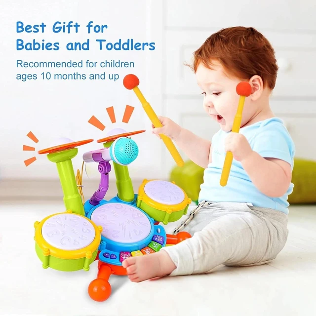 Alt view image 3 of 7 - Kids Drum Set, Electric Musical Instruments Toys with 2 Drum Sticks