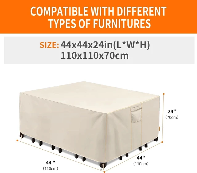 Alt view image 6 of 6 - 100% Waterproof Patio Furniture Covers , 600D Heavy Duty Oxford Cloth