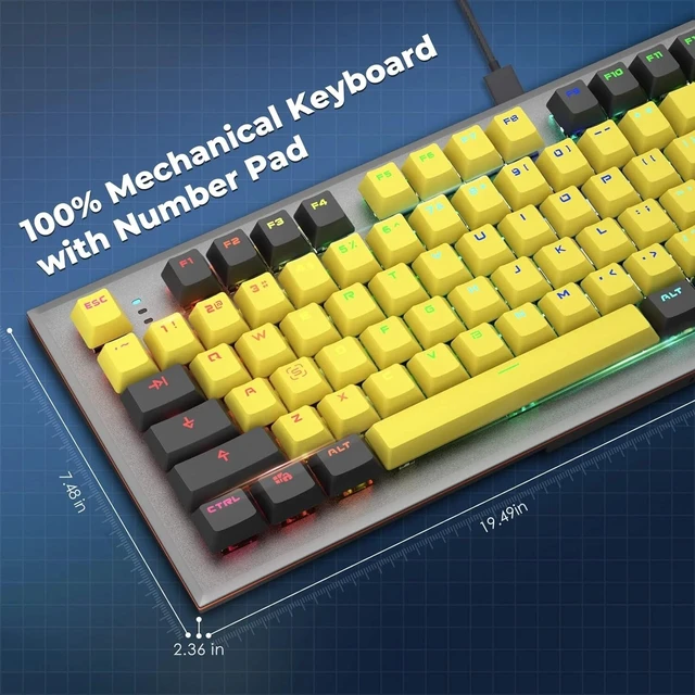 Alt view image 7 of 7 - Mechanical Gaming Keyboard, PowerLead Wired Keyboard