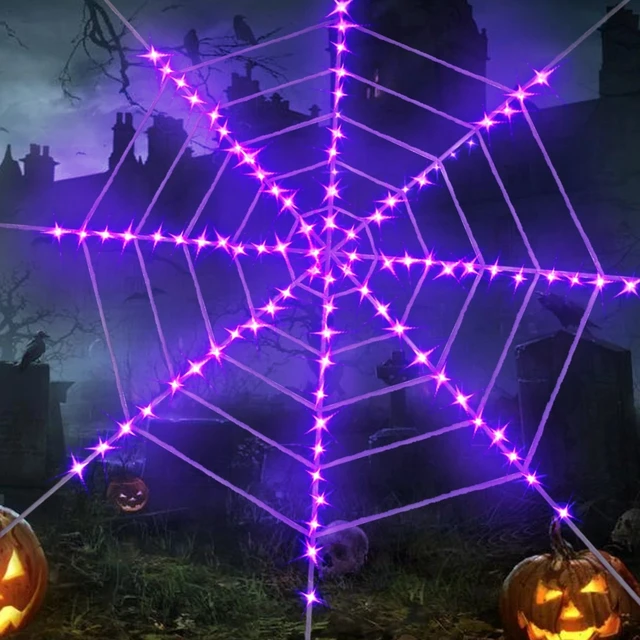 Alt view image 2 of 7 - 12Ft Light Up Spider Web Halloween Decorations for Outdoor Indoor Yard Decor