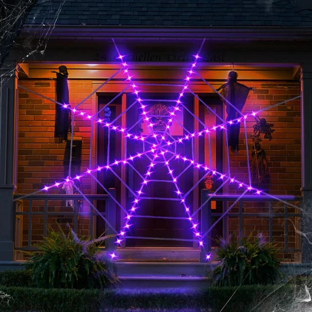 Main image of 12Ft Light Up Spider Web Halloween Decorations for Outdoor Indoor Yard Decor