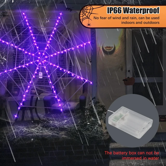 Alt view image 4 of 7 - 12Ft Light Up Spider Web Halloween Decorations for Outdoor Indoor Yard Decor