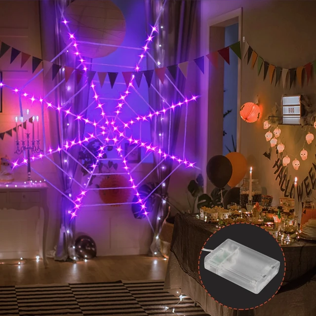 Alt view image 3 of 7 - 12Ft Light Up Spider Web Halloween Decorations for Outdoor Indoor Yard Decor