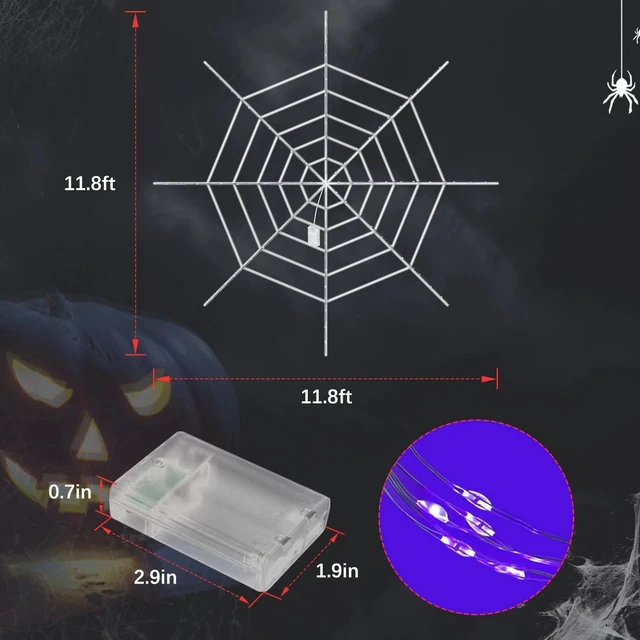 Alt view image 7 of 7 - 12Ft Light Up Spider Web Halloween Decorations for Outdoor Indoor Yard Decor