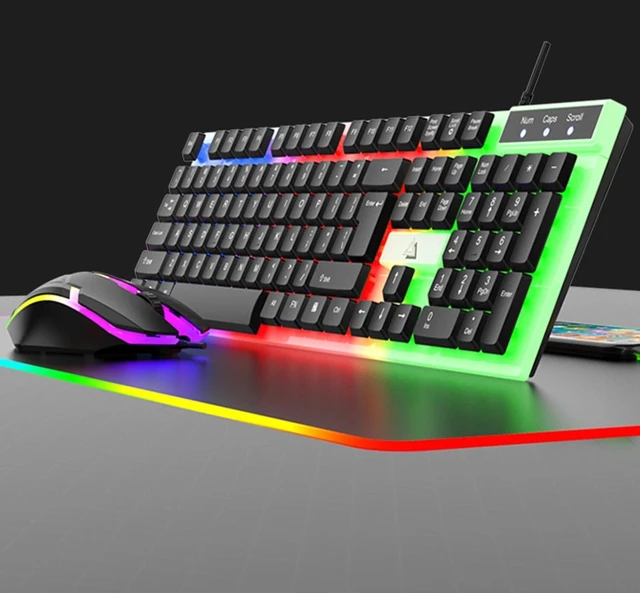 Alt view image 2 of 7 - Wired Gaming Keyboard and Mouse Set RGB LED Rainbow Backlit for Computer Desktop