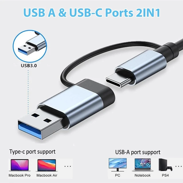 Alt view image 4 of 7 - 7/8 Port USB-C Hub Adapter - 5G Speed Multi Splitter for PC, Laptop & MacBook US