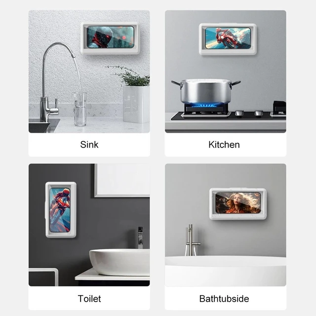 Alt view image 7 of 7 - Touchscreen Waterproof Shower Phone Holder 360° Rotating Hands-Free for Bathroom