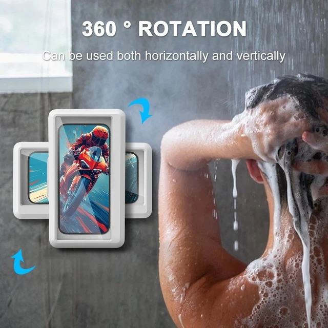 Alt view image 5 of 7 - Touchscreen Waterproof Shower Phone Holder 360° Rotating Hands-Free for Bathroom