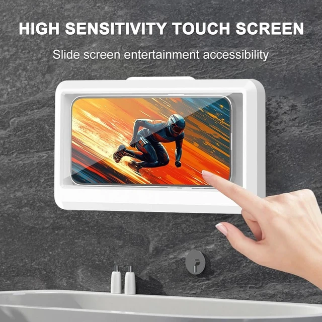 Alt view image 6 of 7 - Touchscreen Waterproof Shower Phone Holder 360° Rotating Hands-Free for Bathroom