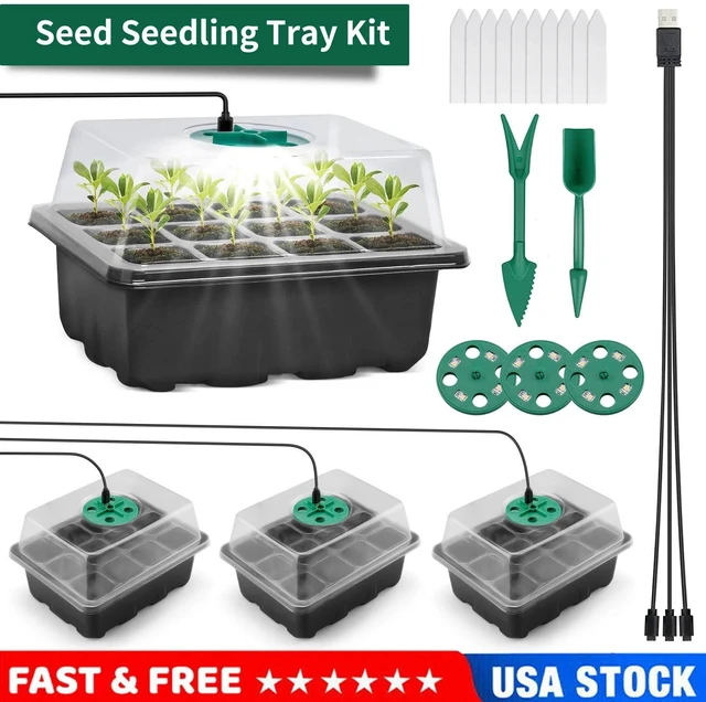 Main image of Seed Starter Tray Set w/ Grow Light & Humidity Dome - Plant Flower Starter kit