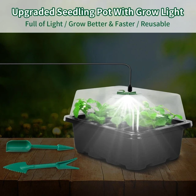 Alt view image 5 of 7 - Seed Starter Tray Set w/ Grow Light & Humidity Dome - Plant Flower Starter kit