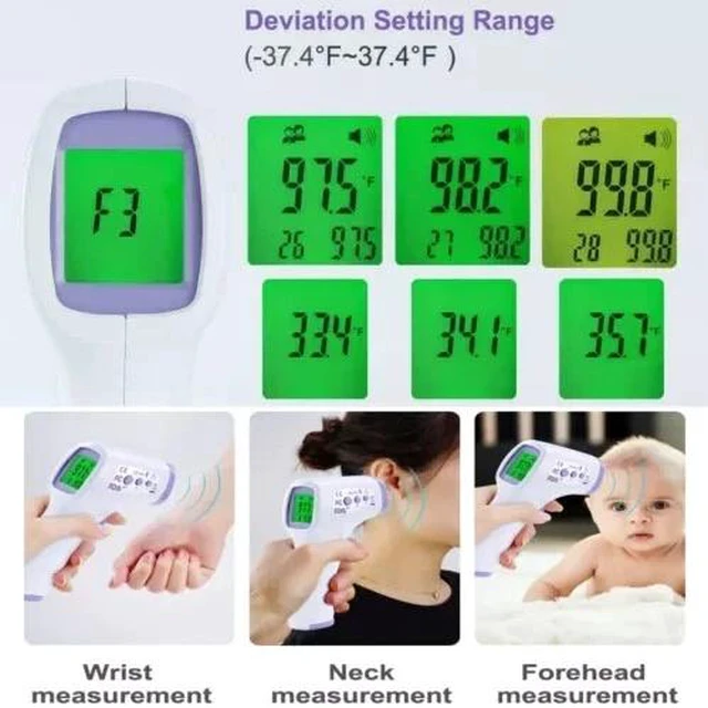 Alt view image 6 of 6 - Large LCD Digital Infrared Thermometer Non-contact Forehead Baby Temperature Gun