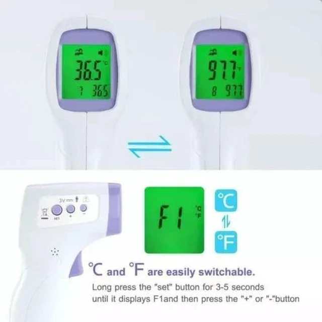 Alt view image 4 of 6 - Large LCD Digital Infrared Thermometer Non-contact Forehead Baby Temperature Gun