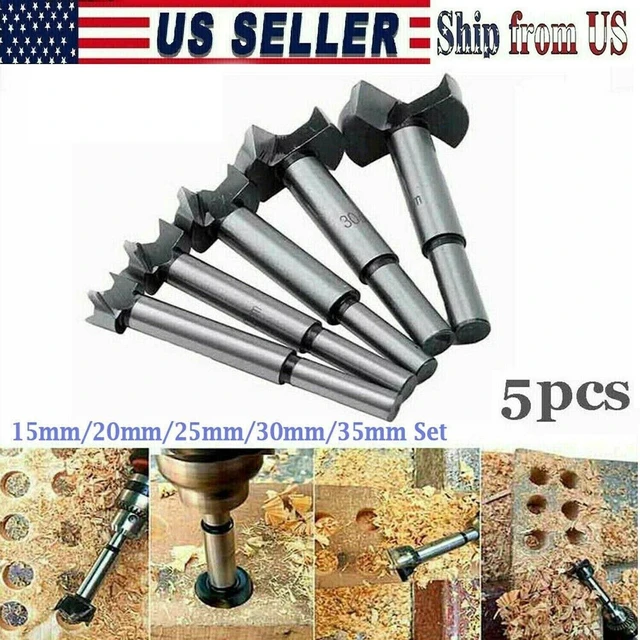 Main image of Drill Bit Set - Forstner 5 piece Professional Woodworking Drill Bit Set - New