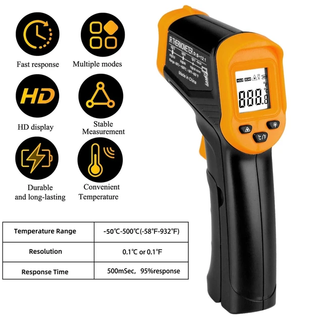 Alt view image 2 of 7 - Digital Infrared Thermometer Temperature Gun Laser IR Cooking -50°C-550°C