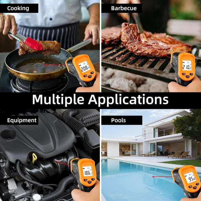 Alt view image 7 of 7 - Digital Infrared Thermometer Temperature Gun Laser IR Cooking -50°C-550°C