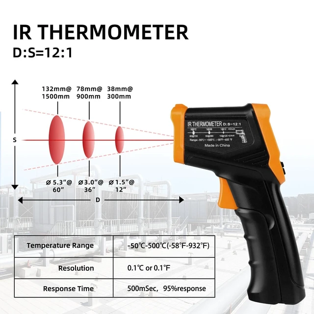 Alt view image 4 of 7 - Digital Infrared Thermometer Temperature Gun Laser IR Cooking -50°C-550°C
