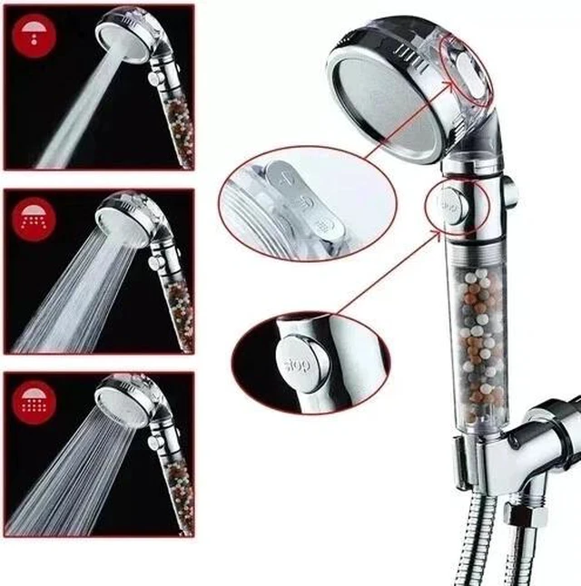 Alt view image 6 of 7 - High Pressure Shower Head 3 Settings Handheld Shower Heads Spray With 5 FT Hose