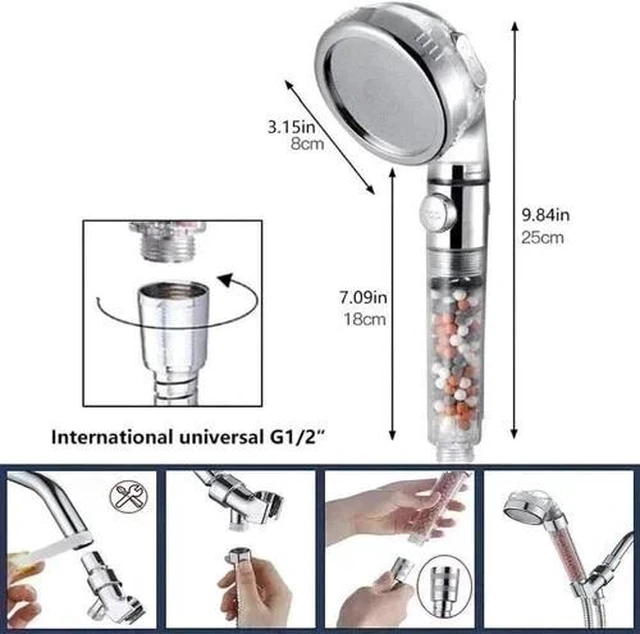 Alt view image 2 of 7 - High Pressure Shower Head 3 Settings Handheld Shower Heads Spray With 5 FT Hose