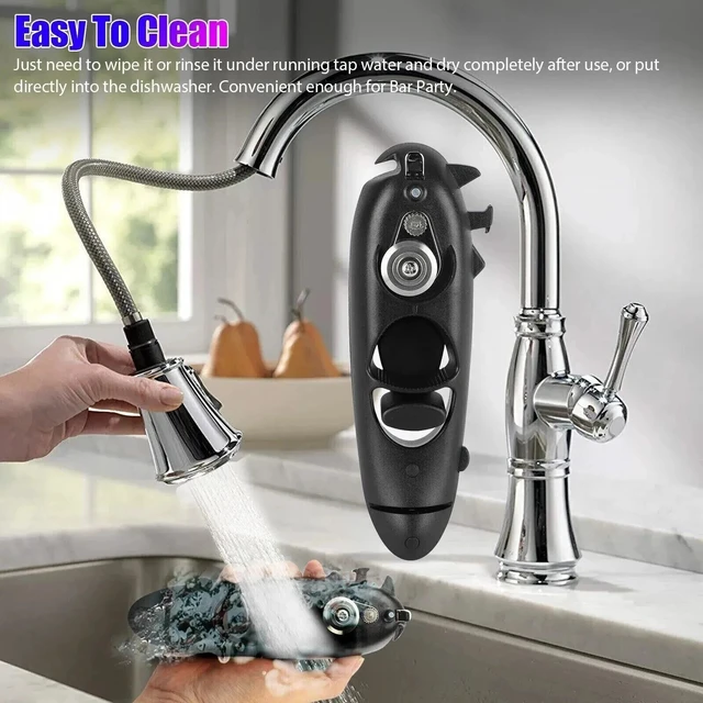 Alt view image 6 of 7 - 8 in 1 Manual Tin Can Opener Safe Cut Lid Smooth Edge Side Stainless Steel Tool