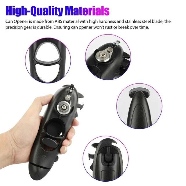 Alt view image 2 of 7 - 8 in 1 Manual Tin Can Opener Safe Cut Lid Smooth Edge Side Stainless Steel Tool
