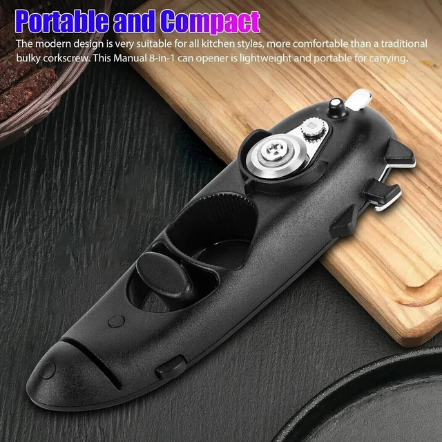 Alt view image 4 of 7 - 8 in 1 Manual Tin Can Opener Safe Cut Lid Smooth Edge Side Stainless Steel Tool