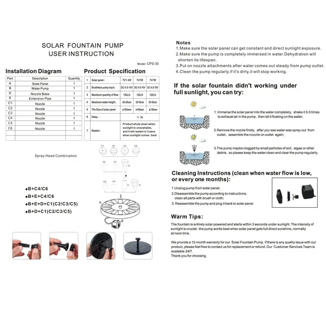 Alt view image 7 of 7 - Solar Power Bird Bath Fountain Pump Upgrade 1.4W Solar Fountain with 4 Nozzle