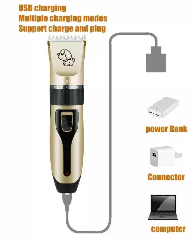 Alt view image 5 of 7 - Dog Cat Pet Grooming Kit Rechargeable Cordless Electric Hair Clipper Trimmer Set