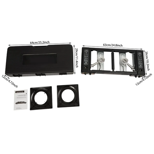 Alt view image 7 of 7 - Portable 2-Burner Camping Stove 2500W Butane with Carrying Case