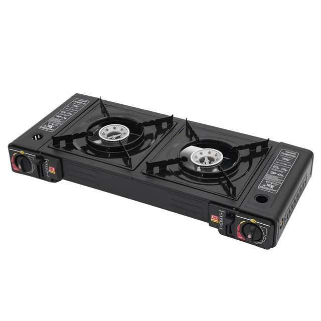 Alt view image 4 of 7 - Portable 2-Burner Camping Stove 2500W Butane with Carrying Case