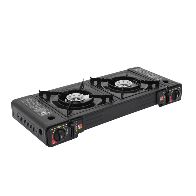 Alt view image 3 of 7 - Portable 2-Burner Camping Stove 2500W Butane with Carrying Case