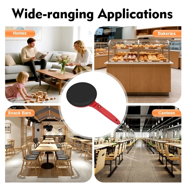 Alt view image 7 of 7 - 600W Electric Crepe Maker, Non-Stick Cooking Surface, Long Handle Design