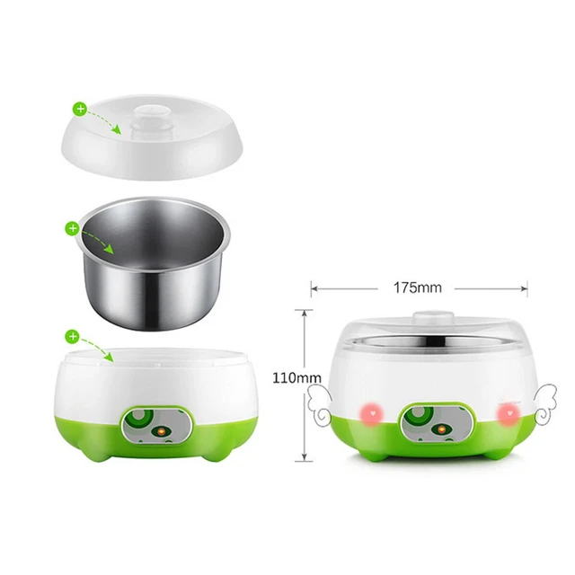 Alt view image 6 of 7 - 1L Inner Yogurt Maker Machine Auto Constant Temperature w/ Stainless Steel Pot
