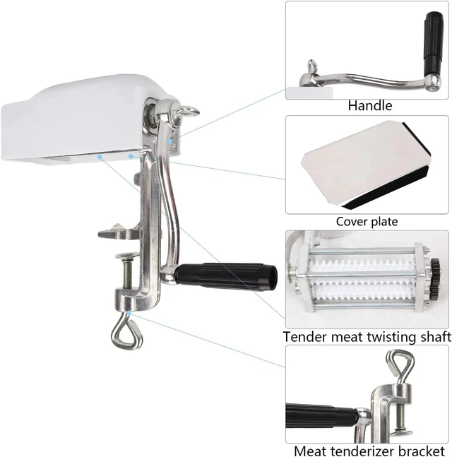Alt view image 4 of 7 - Hand Crank Meat Tenderizer Tool, Flatten Butcher Cuber Steak Machine Kitchen