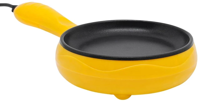 Alt view image 4 of 7 - 110V Electric Skillet, Non-Stick Yellow Mini Round Frying Pan Stainless Steel