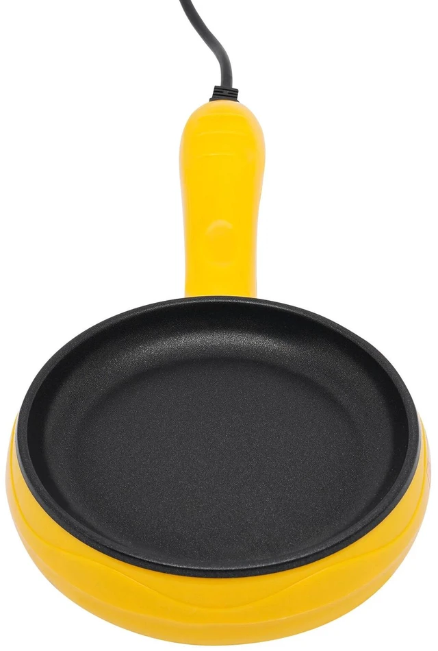 Alt view image 5 of 7 - 110V Electric Skillet, Non-Stick Yellow Mini Round Frying Pan Stainless Steel