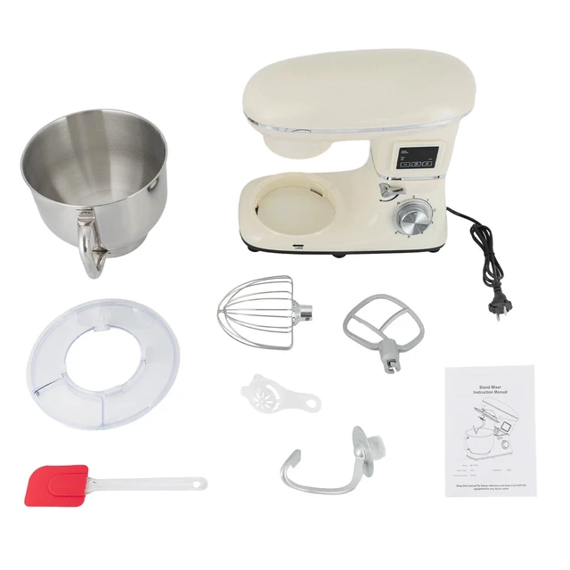 Alt view image 7 of 7 - Electric Food Mixer 6+1 Speed 6.5Qt Dough Mixer Timer 1350W